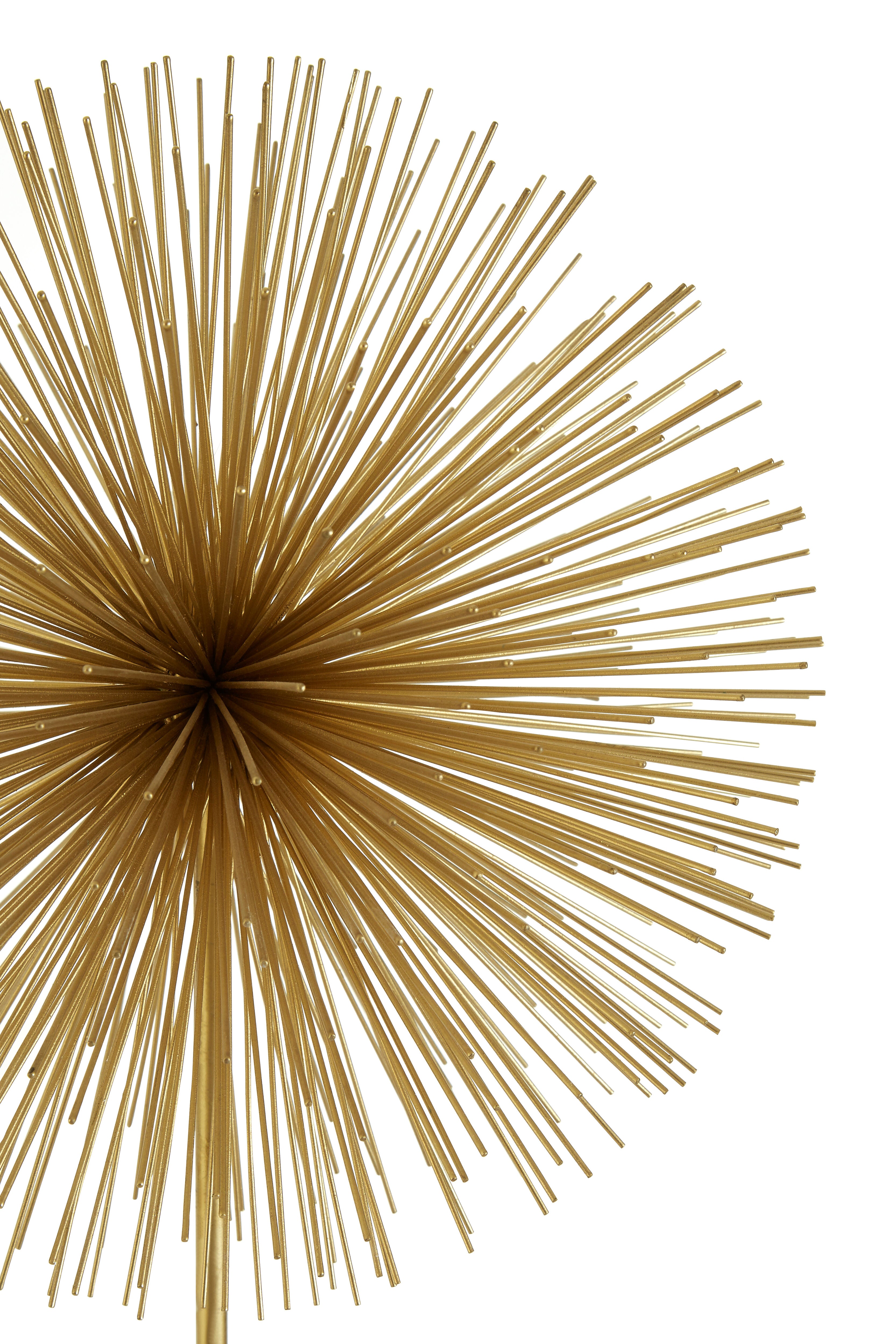 Cleo Gold Finish Starburst Sculpture on White Marble Base
